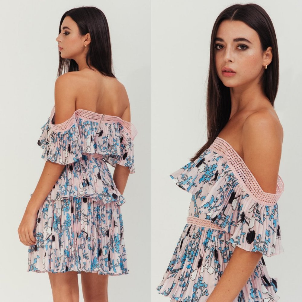 ❌SOLD❌Self Portrait Printed Ruffle One Shoulder - Picture 2 of 10